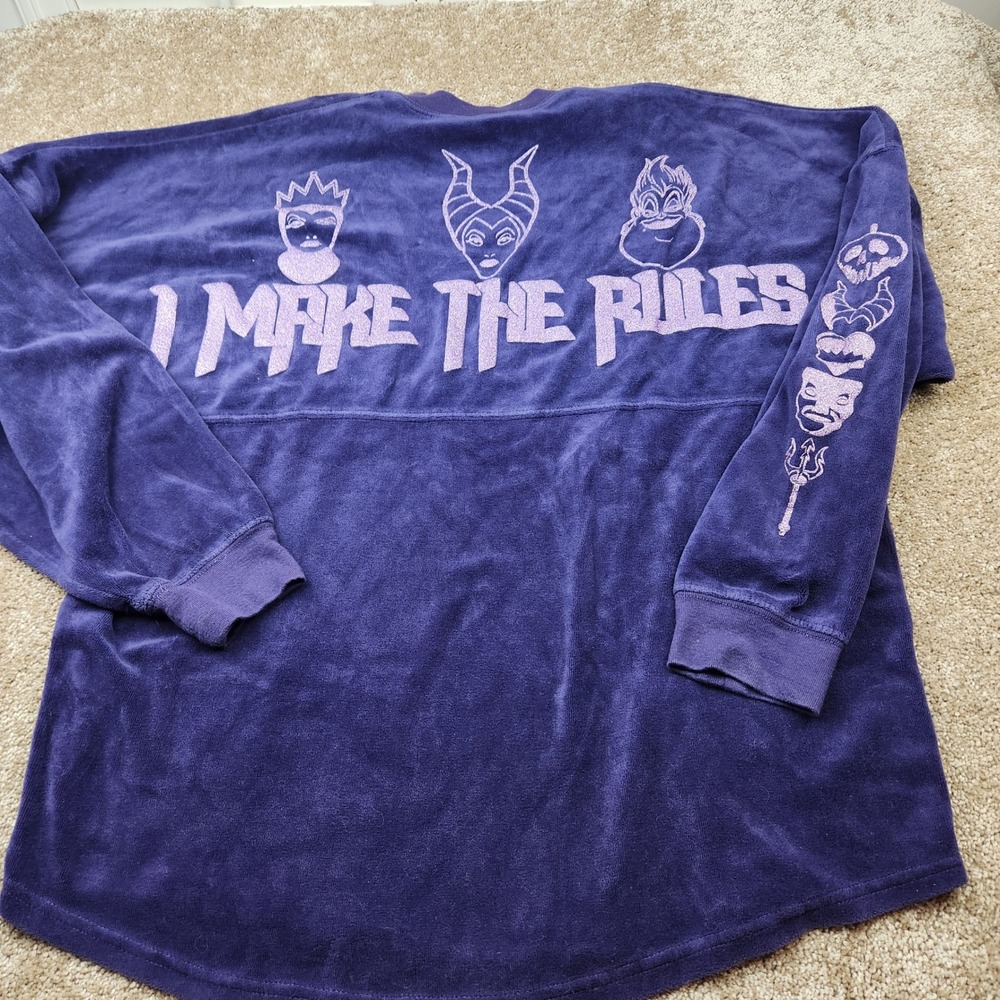 Disney Spirit Jersey Womens Medium Purple Velour Villains I Make The Rules Top